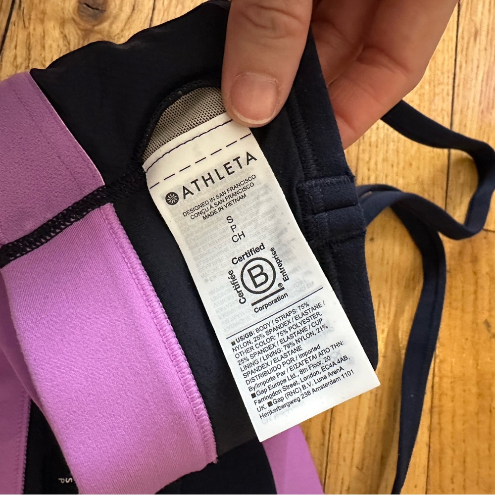 Athleta two toned Navy Blue and Purple Sports Bra, NWOT, small - Picture 7 of 8